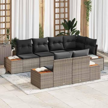 vidaXL Tuinbank Set 7 st 7-Aantal zitplaatsen Grijs, Verzenden, Nieuw