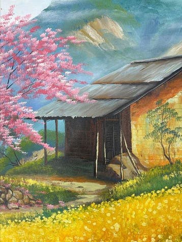 Hung R - Refuge en fleurs 80 120 cm - No Reserve