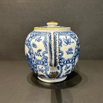 Theepot - Porselein - blauwwit Qianlong theepot, Antiek en Kunst