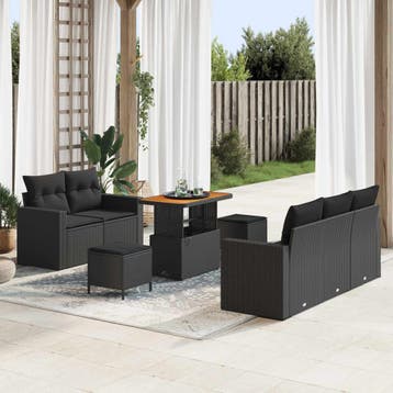 vidaXL Tuinbank Set 8 st 5-Aantal zitplaatsen Zwart poly, Verzenden, Nieuw