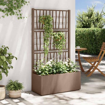 vidaXL Tuinplanter met Trellis Bruin 80 x 36 x 140 cm PP, Tuin en Terras, Verzenden, Nieuw