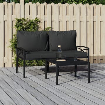 vidaXL Tuinstoelen met grijze kussens 2 st 62x75x79 cm staal, Tuin en Terras, Verzenden, Nieuw