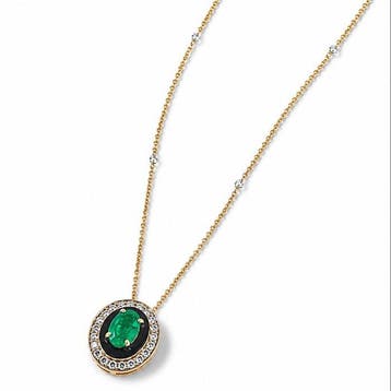 Halsketting - 14 karaat Geel goud - 1.06ct. tw. Smaragd -, Nieuw
