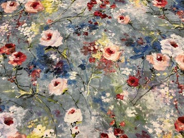 Floraal meesterwerk op katoen: Unieke stof met, Antiek en Kunst