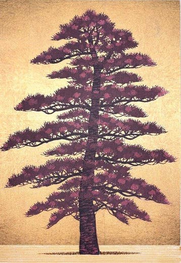 Tree Scene 163 - Pine Tree (Matsu) - Gold/Purple Edition -