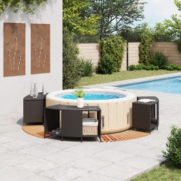 vidaXL Hottub-ombouw poly rattan en massief acaciahout zwart, Verzenden