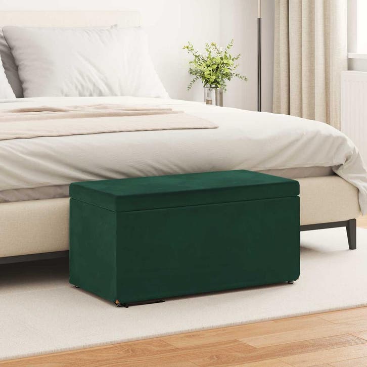 vidaXL Kruk Donkergroen 81 x 41 x 40 cm Velvet en, Maison & Meubles, Tabourets de bar, Envoi