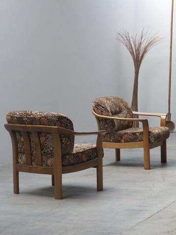 Wilhelm Knoll - Fauteuil - Kersenhout, Fluweel - twee