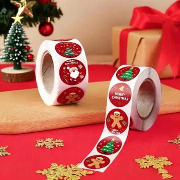 Sluitstickers kerstetiketten merry christmas vrolijke kerst, Nieuw