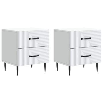 vidaXL Nachtkastje met lade 2 pcs Wit 43 x 34,5 x 47,5 cm, Verzenden, Nieuw