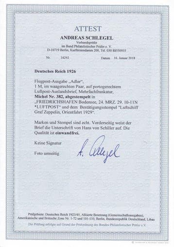 Empire allemand 1929 - Lettre du Graf Zeppelin LZ concernant