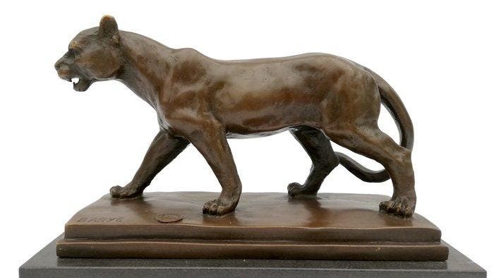 Beeldje - Lioness - Brons, Marmer, Antiek en Kunst, Kunst | Designobjecten