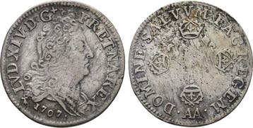 10 Sols Metz 1707 Aa Frankreich: Ludwig Xiv, 1643-1715:, Verzenden