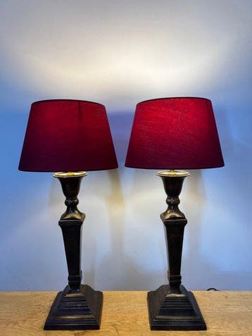 Lampe de table (2) - Candélabres, lampes de table brun foncé
