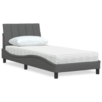 vidaXL Bed met matras Hanko stof donkergrijs 80x200 cm, Verzenden, Nieuw