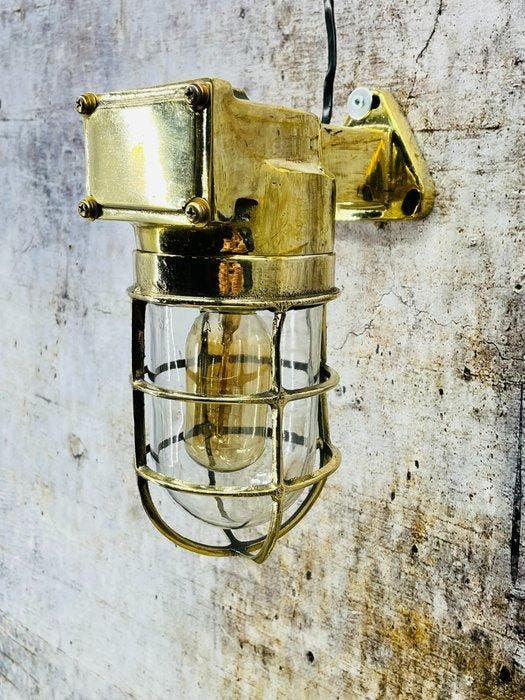 Brasuk Cage light - Laiton, Verre, Antiek en Kunst, Antiek | Verlichting