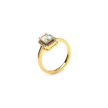 Trouwring - 14 karaat Geel goud - 1.00ct. tw. Aquamarijn -