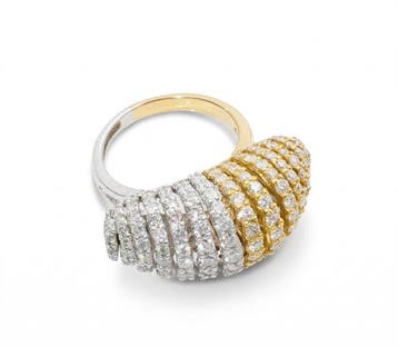 Statement ring - 14 karaat Witgoud, Geel goud - 1.42ct. tw.