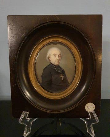 Italiaanse school (XIX) - Raffinata Miniatura di prelato -, Antiek en Kunst