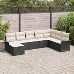 vidaXL Tuinbank Set met kussen met opslag 8 pcs Zwart Poly, Verzenden, Nieuw