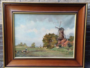 Adrien Glaudemans (1907 -1977 ) - Landschap met molen., Antiquités & Art
