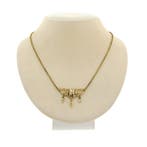 Gouden jasseron schakelketting met vaste hanger, Ophalen of Verzenden, Gebruikt, Overige kleuren, Goud