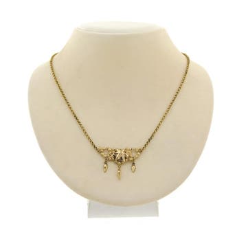Gouden jasseron schakelketting met vaste hanger, Ophalen of Verzenden, Gebruikt, Goud, Goud