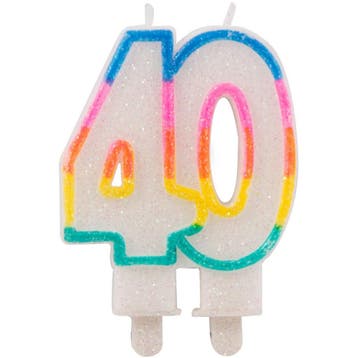 Kaars 40 Jaar Glitter 9cm, Verzenden