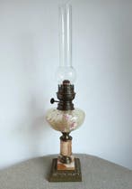Olielamp - Brons, Onyx - handbeschilderd glas