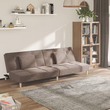 vidaXL Slaapbank / zetel 2-zits met 2 kussens stof taupe, Verzenden, Nieuw