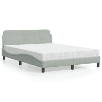 vidaXL Bed met matras Dover fluweel lichtgrijs 140x190 cm, Verzenden, Nieuw