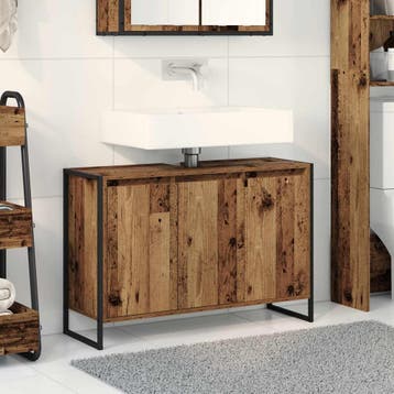 vidaXL Badkamerkast Oud Hout 90 x 30 x 60 cm Bewerkt hout, Verzenden
