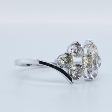 Zonder minimumprijs - Ring - 14 karaat Witgoud - 1.10ct. tw.