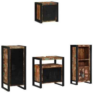 vidaXL Badkamermeubel Set met lade 4 pcs Massief, Verzenden, Nieuw