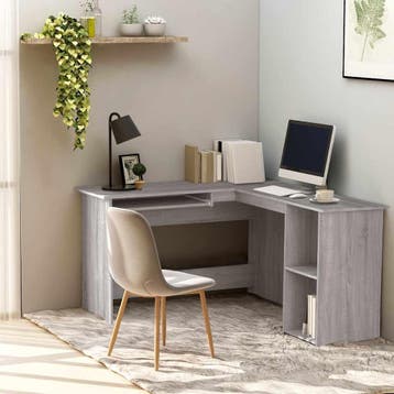 vidaXL Hoekbureau 120x140x75 cm bewerkt hout grijs sonoma, Huis en Inrichting, Bureaus, Verzenden, Nieuw