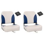 vidaXL Bootstoel 2 set met blauw-witte kussens inklapbaar, Verzenden, Nieuw