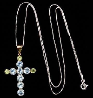 Topaas - Zilver, La Croix des Anges – Collier Topaas en