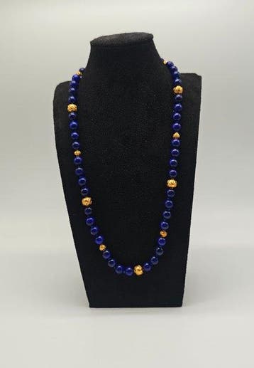 Collier - 21 carats Or jaune Lapis-lazuli
