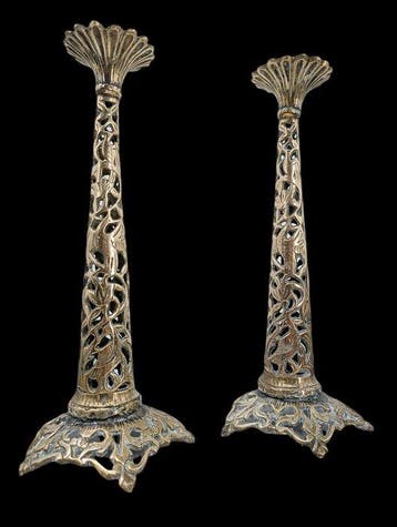 Taperstick (kleine blaker met een dunne pijp) - Brons - Set, Antiek en Kunst