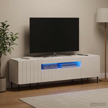 vidaXL LED tv-meubel Hoogglans Wit Bewerkt hout, Verzenden, Nieuw
