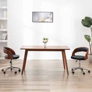 vidaXL Eetkamerstoel draaibaar gebogen hout en kunstleer, Verzenden, Nieuw