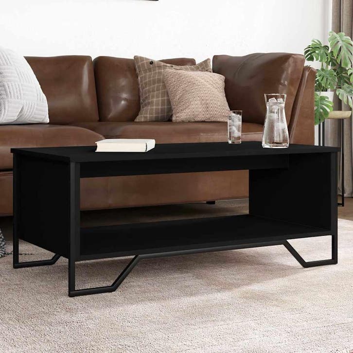 vidaXL Salontafel 100x51x40 cm bewerkt hout zwart, Huis en Inrichting, Tafels | Salontafels, Nieuw, Verzenden