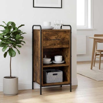 vidaXL Dressoir Gerookt eiken 97 x 33 x 81 cm Bewerkt hout, Verzenden, Nieuw