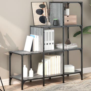 vidaXL Boekenkast 92x30x102 cm bewerkt hout en metaal grijs, Verzenden, Nieuw