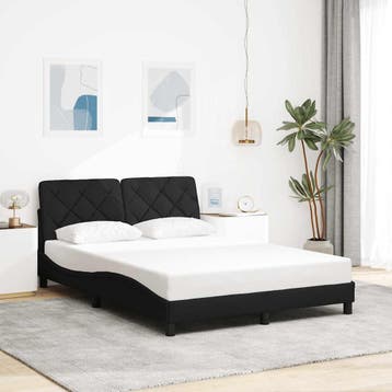 vidaXL Bedframe zonder matras stof zwart 140x190 cm, Verzenden