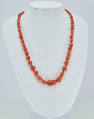 Koraal - Zilver - Halsketting - CORALLO MEDITERRANEO, Antiek en Kunst