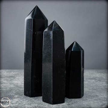 Zwarte toermalijn obelisk-set – 3 krachtige, Verzamelen