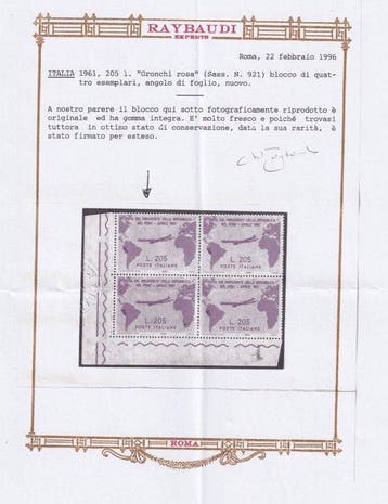 République italienne 1961 - Gronchi 205 l. lilas rose Sass