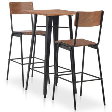 vidaXL 3-delige Barset staal bruin zwart, Verzenden, Nieuw