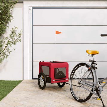 vidaXL Hondenfietstrailer oxford stof en ijzer rood en zwart, Verzenden